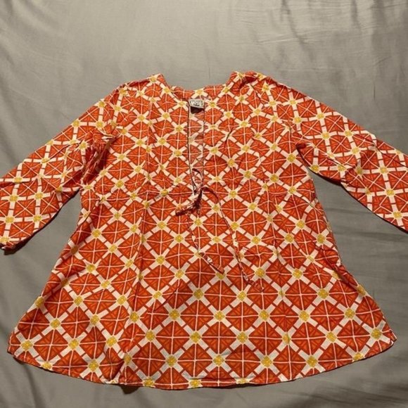 Old Navy Maternity Tunic 3/4 Sleeve Flowy Hem Top Orange Sz s - Picture 6 of 9